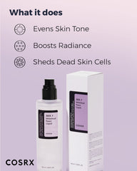 COSRX bottle beside a cotton pad ready for daily exfoliating routine.