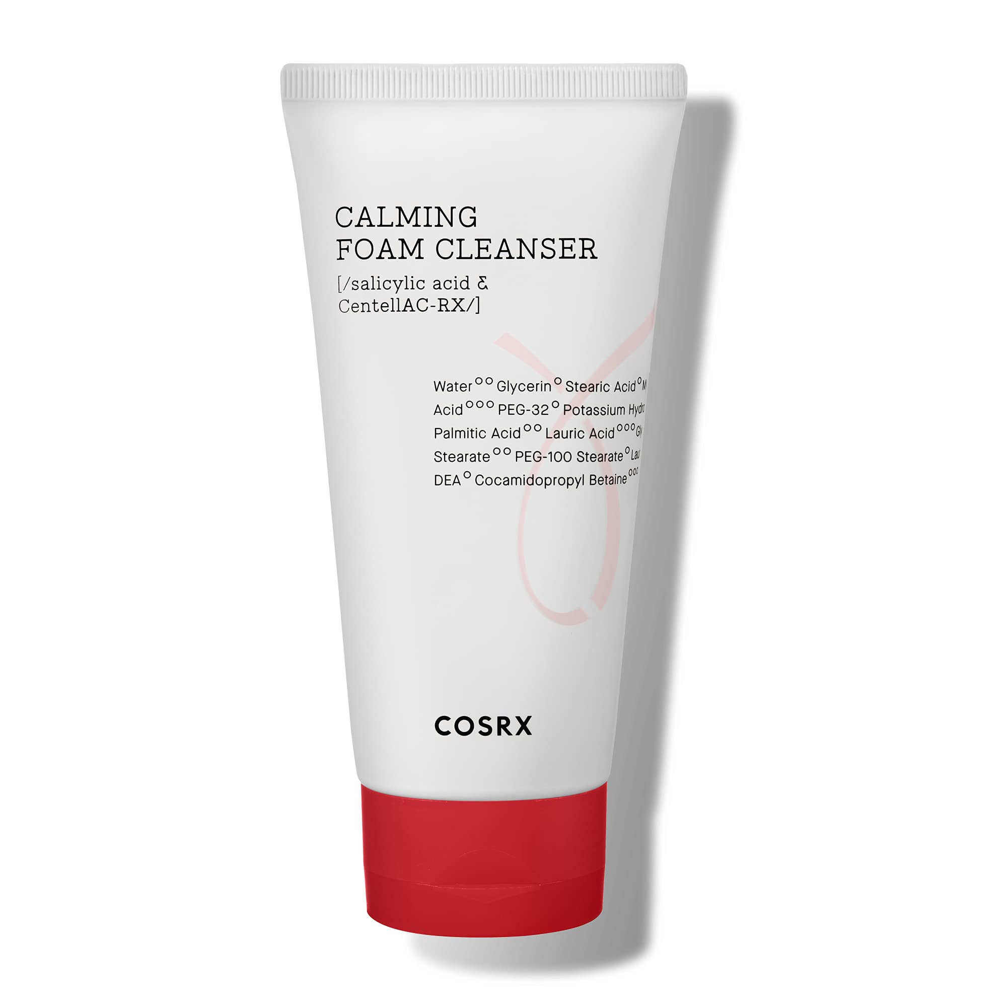 COSRX AC Collection Calming Foam Cleanser bottle-pour demonstrates gentle cleansing for acne-prone skin