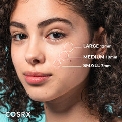 COSRX Acne Pimple Patch worn on cheek blemish for discreet coverage