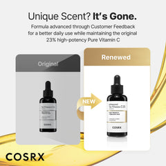 COSRX Advanced Pure Vitamin C 23% Serum closeup-texture highlights lightweight non-sticky finish
