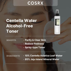 COSRX Alcohol-Free Cica Toner mist application showing easy spray