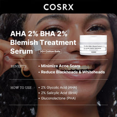 COSRX blemish-treatment cotton balls close-up for hygienic spot application.