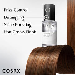 COSRX Peptide-132 Hair Bonding Oil Serum dispensing pump enables easy one-pump use.
