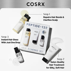 COSRX PEPTIDE-132 Treatment tube closeup highlighting keratin bond repair.