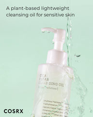 COSRX Pure Fit Cica Cleansing Oil texture close-up highlights hydrating cleansing.