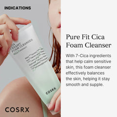 COSRX Pure Fit Cica Creamy Foam Cleanser foamy lather demonstrates mild cleansing for oily, sensitive skin