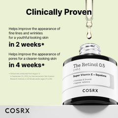 COSRX Retinol 0.5 Oil texture swirl illustrates lightweight, skin-friendly formula.