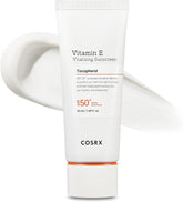 COSRX Vitamin E Sunscreen bottle dispense for easy daily sun protection under makeup