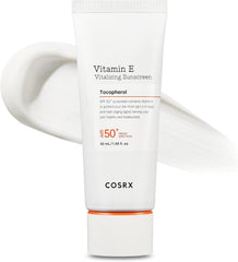 COSRX Vitamin E Sunscreen bottle dispense for easy daily sun protection under makeup