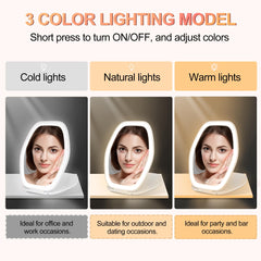 COSYGLOW travel makeup mirror being used for on-the-go makeup application.