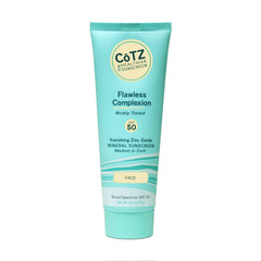 CoTZ Flawless Complexion tinted sunscreen swatch shows natural coverage