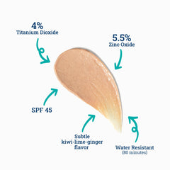 CoTZ Lip Spf 45 balm on lips closeup shows smooth texture.