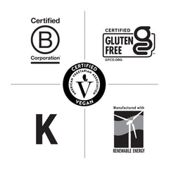 Country Life certification badge signals vegan and gluten-free ingredients for clean labeling.