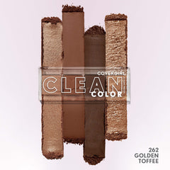 CoverGirl Clean Fresh Color Clean Eyeshadow Golden Toffee texture close-up highlights rice extract and feather-light feel