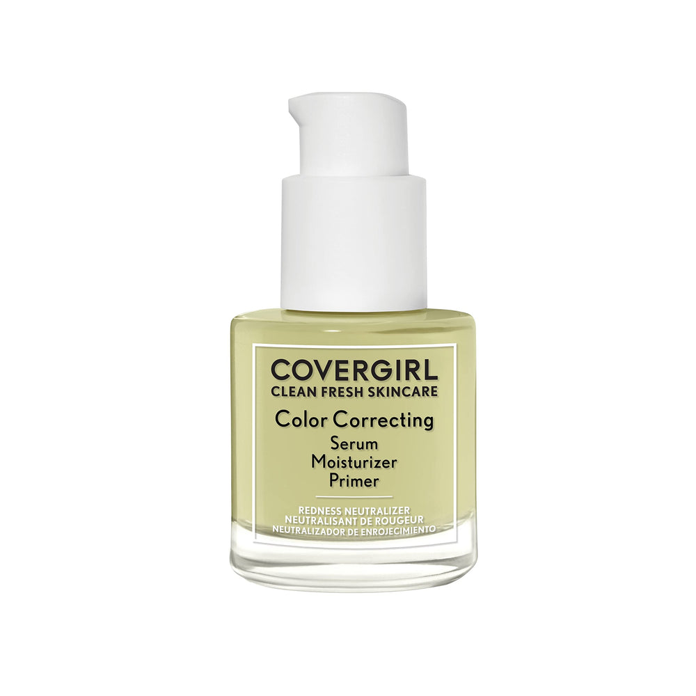 CoverGirl Clean Fresh Color Correcting Serum bottle-pump shows hydration and a smooth base.