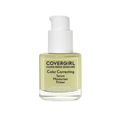 CoverGirl Clean Fresh Color Correcting Serum bottle-pump shows hydration and a smooth base.