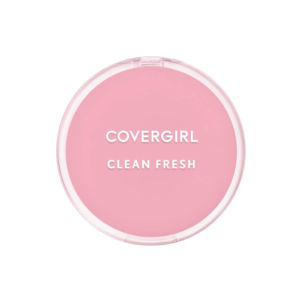 COVERGIRL Clean Fresh Pressed Powder Porcelain compact ready for use, natural-looking finish