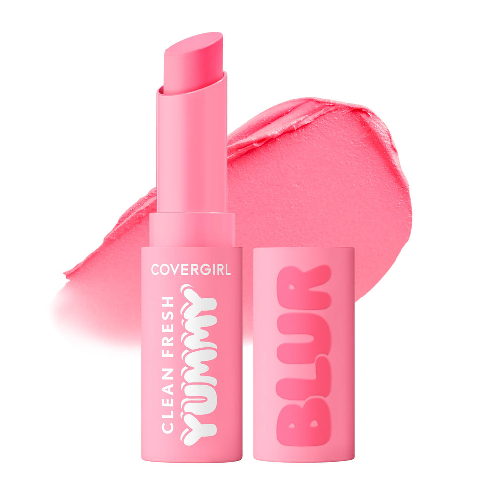 COVERGIRL Clean Fresh Yummy Blur lipstick outer packaging shows vegan formula.