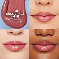 CoverGirl Clean Fresh Yummy Plumper Gloss swatches show translucent shine and mint tint.