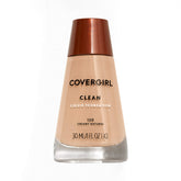 CoverGirl Clean Makeup Foundation liquid bottle closeup showing smooth natural coverage