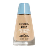 COVERGIRL Clean Matte Liquid Foundation Classic Ivory bottle close-up showing shine-control formula.