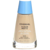 CoverGirl Clean Oil Control Liquid Makeup bottle front in Buff Beige 525 for shine control