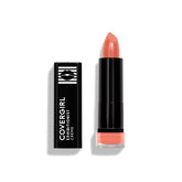 COVERGIRL Exhibitionist Cream Lipstick Peach High closeup lips show vibrant color and smooth feel.