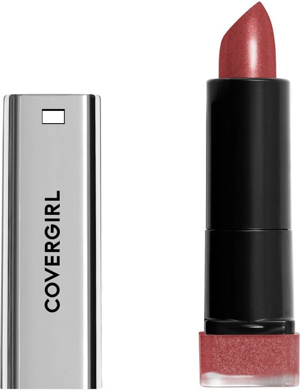 CoverGirl Exhibitionist Lipstick Metallic Ready Or Not 525 outer case swatch with bold metallic shine.