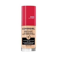 Covergirl Outlast Extreme Wear foundation bottle close-up, showcasing all-day wear