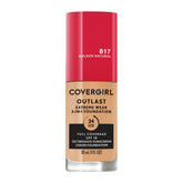 CoverGirl Outlast Extreme Wear bottle closeup, showcasing long-wear foundation for all-day coverage.