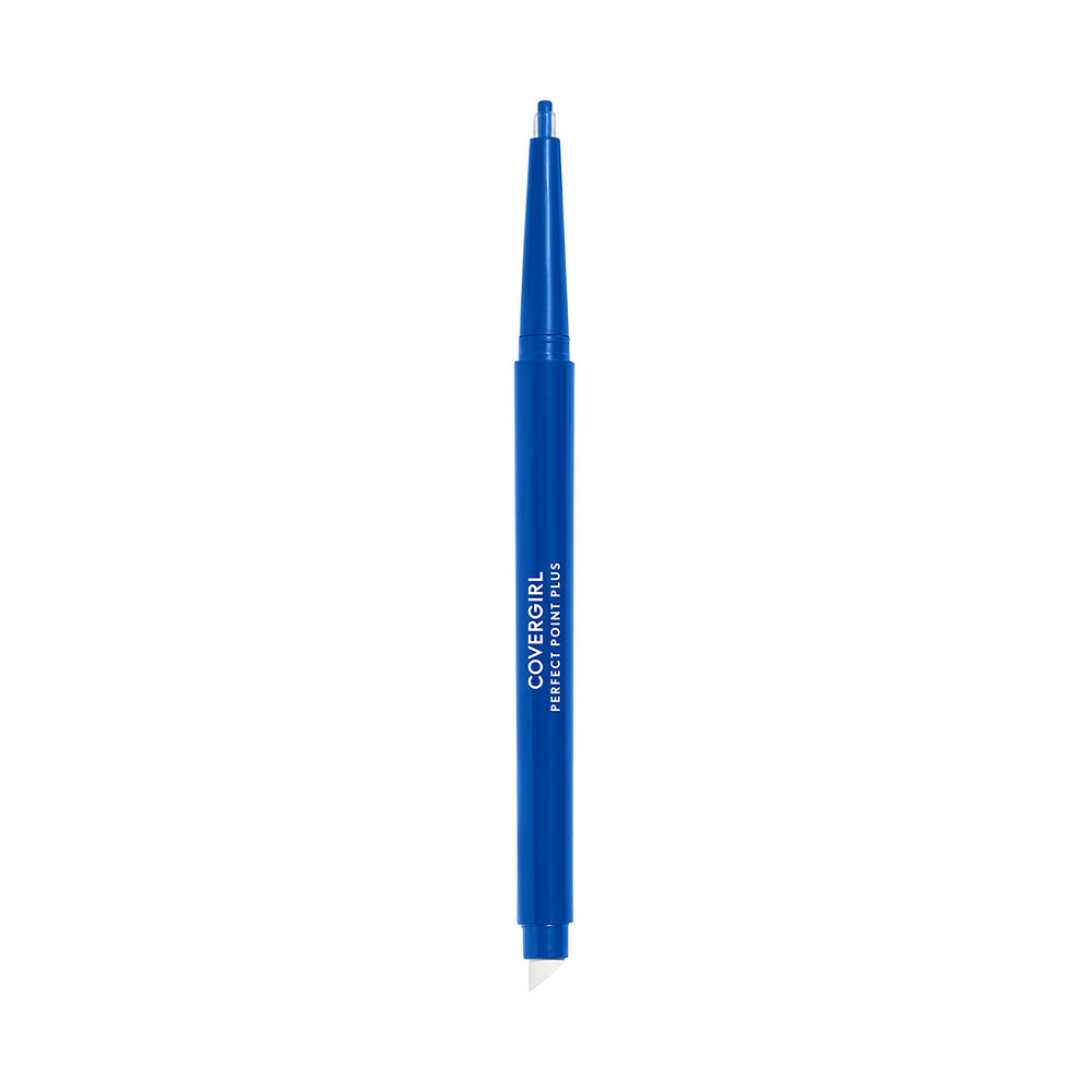 CoverGirl Perfect Point Plus Eyeliner Pencil bold cobalt swatches show vibrant color and precision.