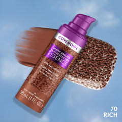 Covergirl Simply Ageless capsule swatch shows sheer radiant tint for skin.