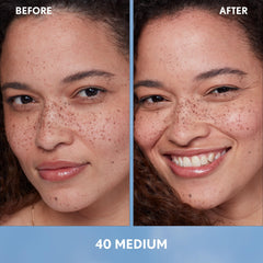 Covergirl Simply Ageless tranexamic acid close-up suggests tone evenness and fading spots.