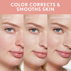 CoverGirl TruBlend Skin Enhancer Cashmere Calm porcelain skin close-up shows pore-blurring glow.