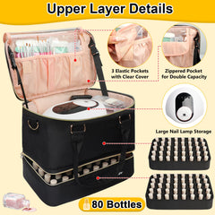 Covkev double-layer bag with sturdy handle for easy travel.