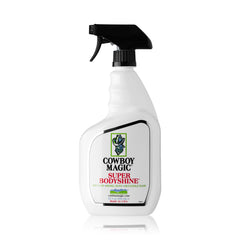 Cowboy Magic Super Body Shine Spray nozzle dispensing for quick-dry shine.