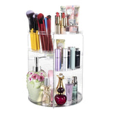 COYAHO 360° rotation makeup organizer top view enables quick access to cosmetics.