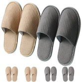 COZYAREA SPA slippers pack six pairs in grey and beige, great for guest rooms.