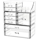 Cq Acrylic clear makeup organizer top view for easy-access cosmetics storage