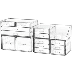 Cq acrylic makeup organizer 14 drawers top view shows spacious storage and easy access