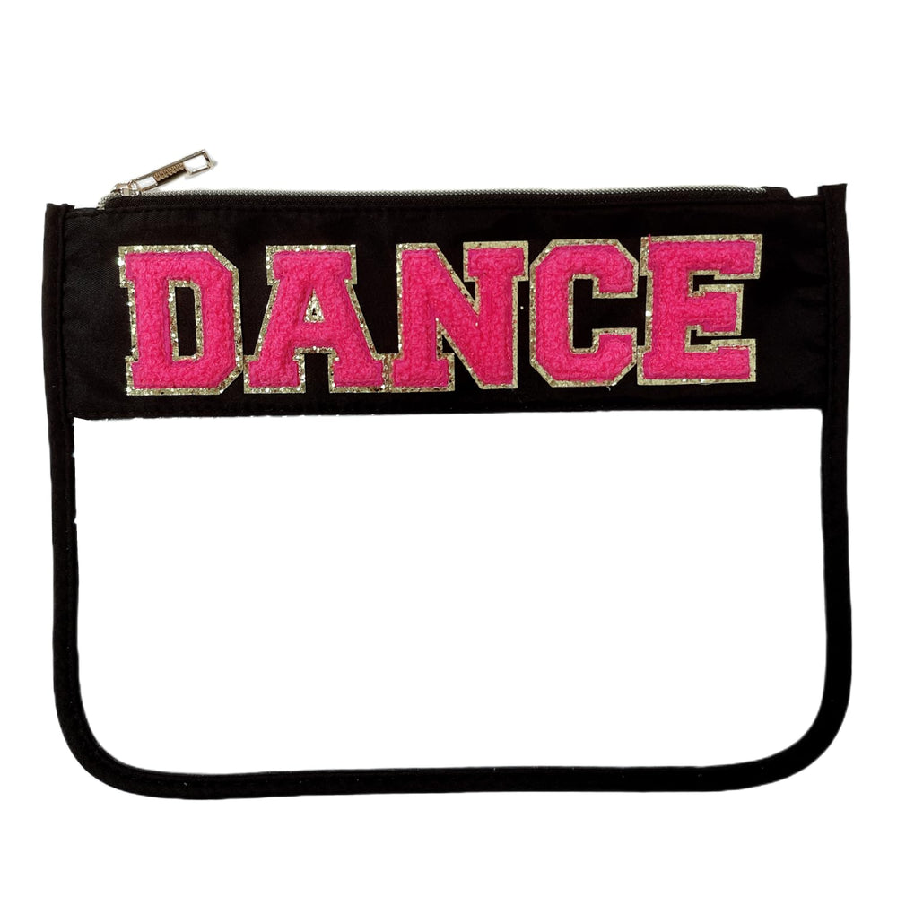 Cqoogrlx clear makeup letter bag front view shows travel-ready design.