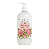 Crabtree & Evelyn Rosewater Body Lotion bottle delivers lightweight hydration and a subtle rose scent for daily pampering.