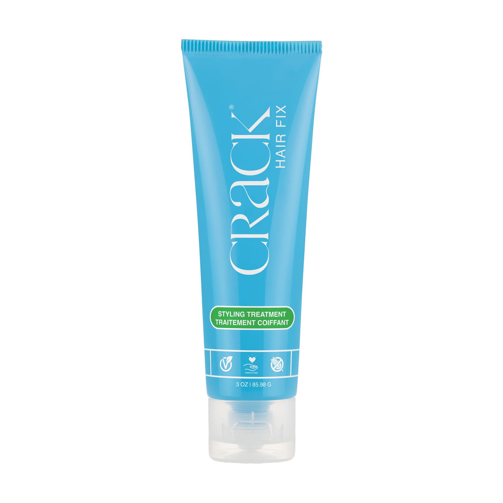 Crack Hair Fix leave-in cream being applied for smooth, frizz-free styling.