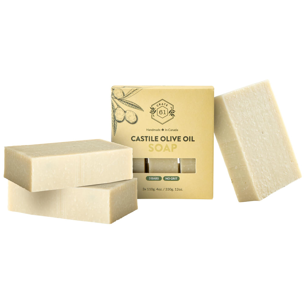 Crate 61 Castile Unscented 3-pack front view for gentle face and body cleansing