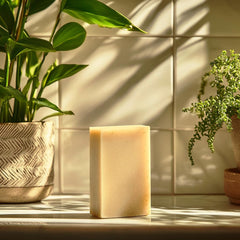 Crate 61 Organics lemongrass bar soap lather closeup with creamy bubbles and scent.