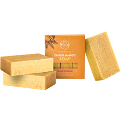 Crate 61 Organics mango soap bar closeup with mango aroma for mood-enhancing ritual