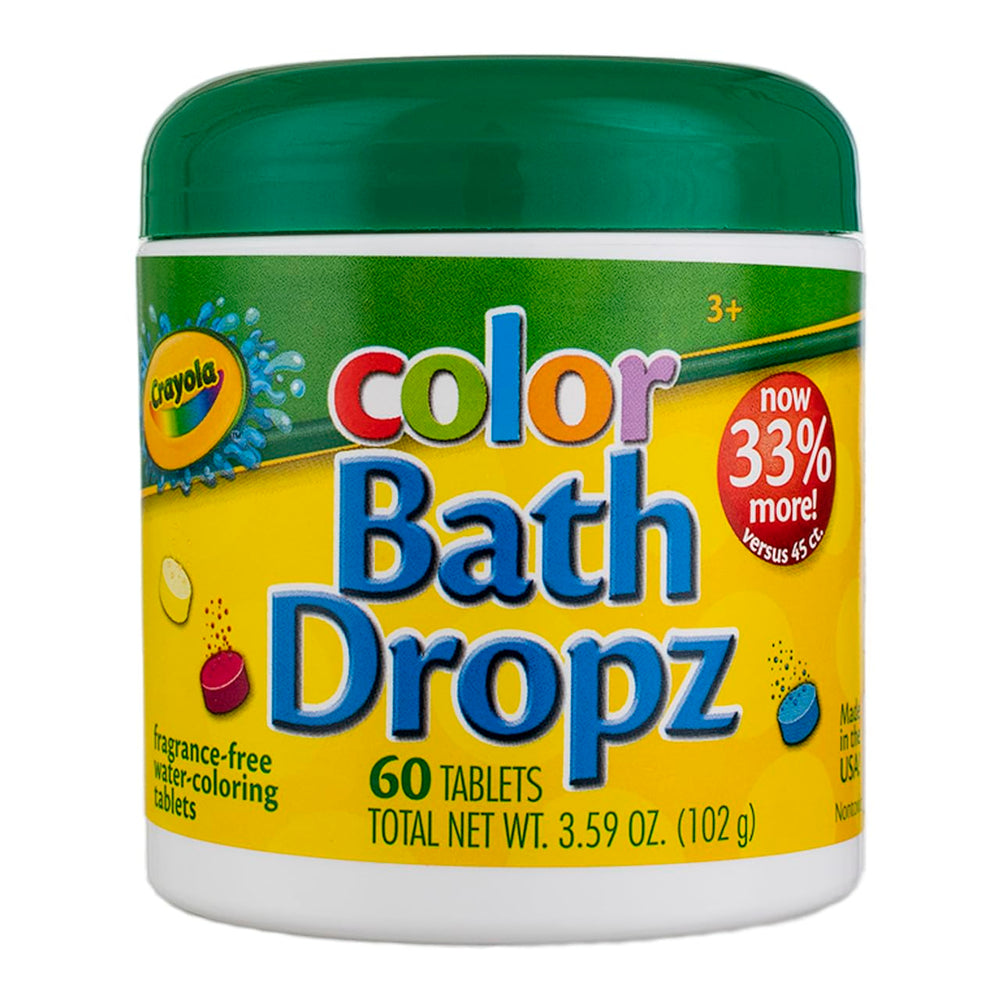 Crayola Color Bath Dropz four-pack packaging ready for bath time color play.