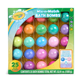 Crayola Color-Twist bath bombs 25-pack pack shot offering vibrant, color-changing fun.