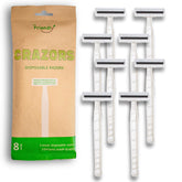 Crazors disposable razor closeup shows a three-blade glide for smooth shaving.