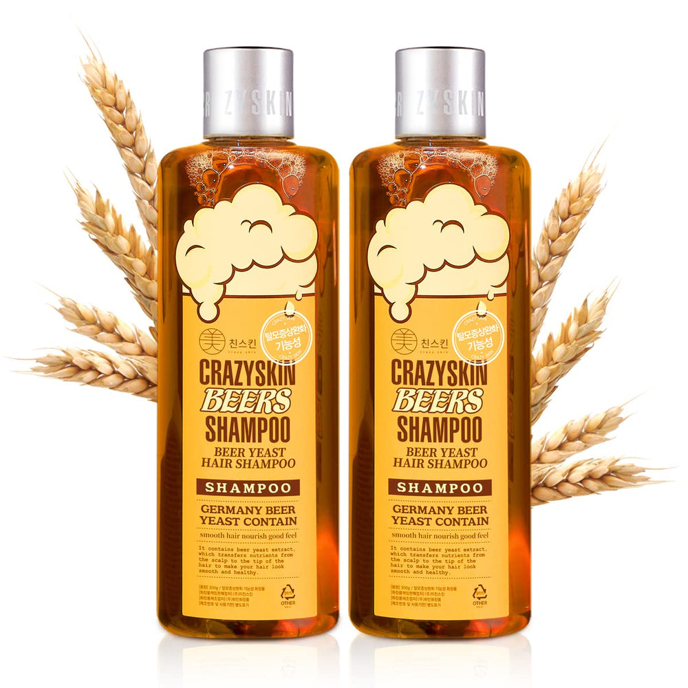 Crazy Skin German Beers Shampoo bottle pour demonstrates refreshing cleanse